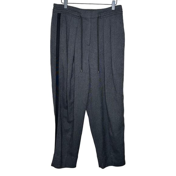 Me + Em Black Herringbone Tapered Ankle Pants Black Side Trim Office Workwear 30 - Picture 1 of 9